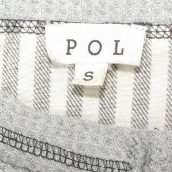 POL Gray Striped Crochet Detail Thermal Long Sleeve Top Size Small - Picture 5 of 5